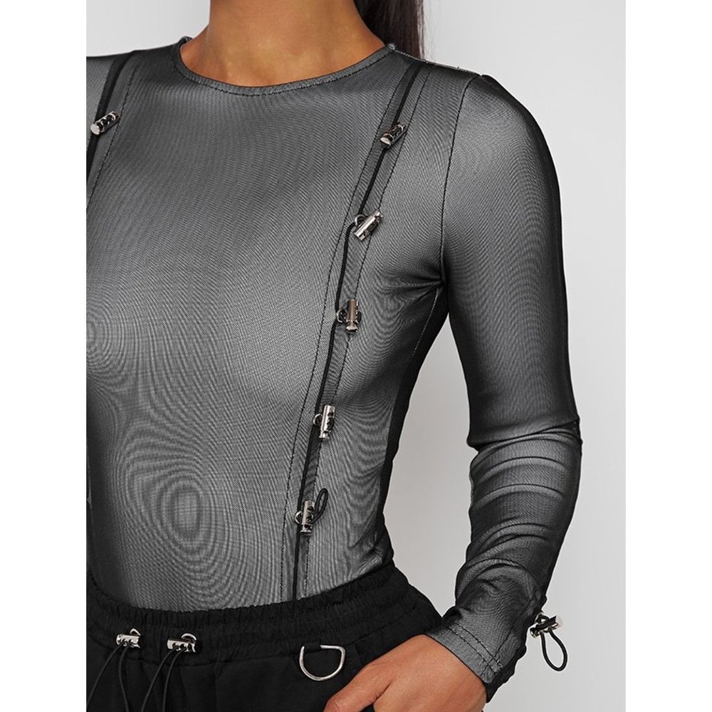 TOGGLE DETAIL MESH BODYSUIT - Manière De Voir